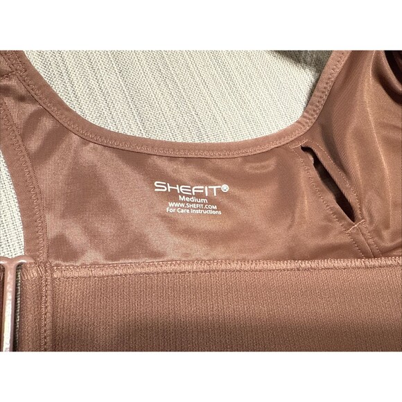 SHEFIT Sports Bra High Impact Ultimate Size M Rose Taupe Front Zip EUC - Picture 2 of 6